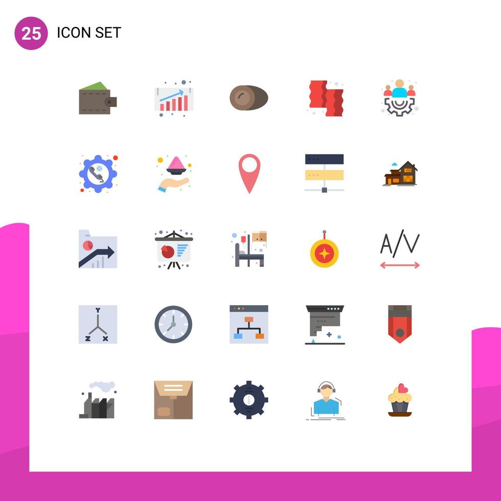 Stock Vector Icon Pack of 25 Line Signs and Symbols for management meat cooking farm beef Editable Vector Design Elements