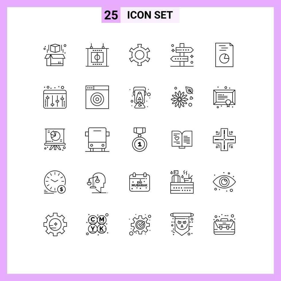 Universal Icon Symbols Group of 25 Modern Lines of adjustment hands setting analytics travel Editable Vector Design Elements