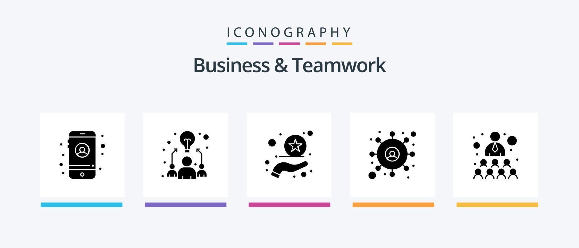 Business And Teamwork Glyph 5 Icon Pack Including . team. rate. relationship. user. Creative Icons Design vector