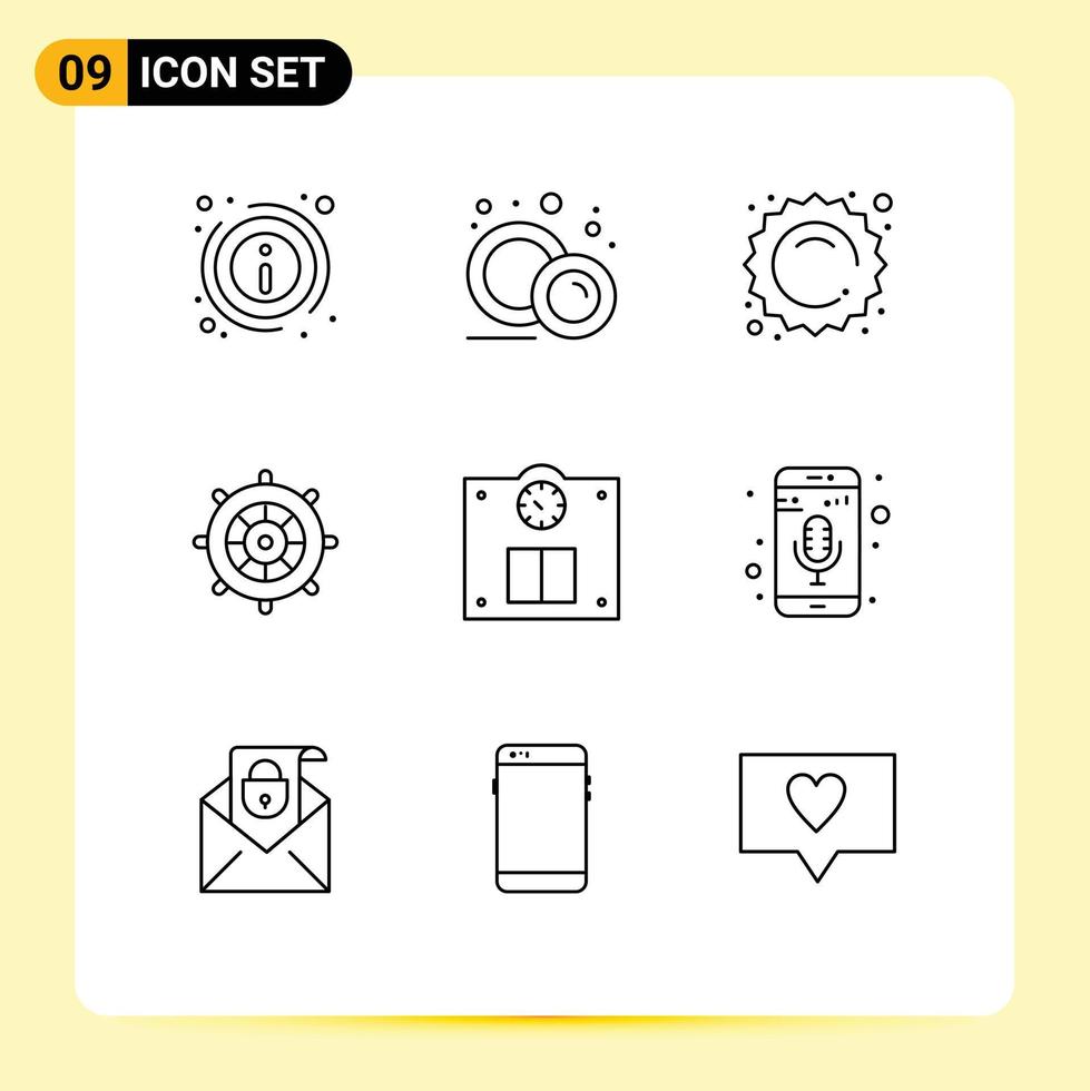 paquete de iconos vectoriales de stock de 9 signos y símbolos de línea para escalas que dirigen la venta de barcos elementos de diseño vectorial editables de la playa de dirección vector