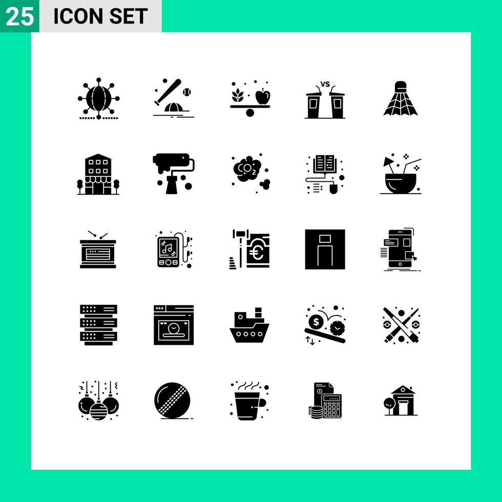 Set of 25 Modern UI Icons Symbols Signs for politician democracy cap debate health Editable Vector Design Elements