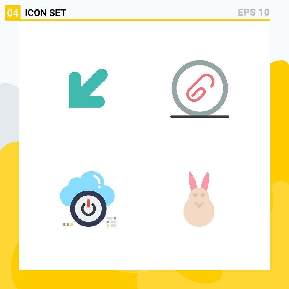 Pack of 4 Modern Flat Icons Signs and Symbols for Web Print Media such as arrow close attach file cloud Editable Vector Design Elements