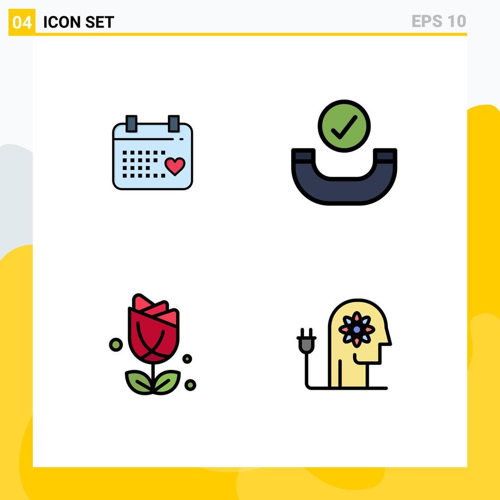 4 Creative Icons Modern Signs and Symbols of calender usa wedding handset boosting Editable Vector Design Elements