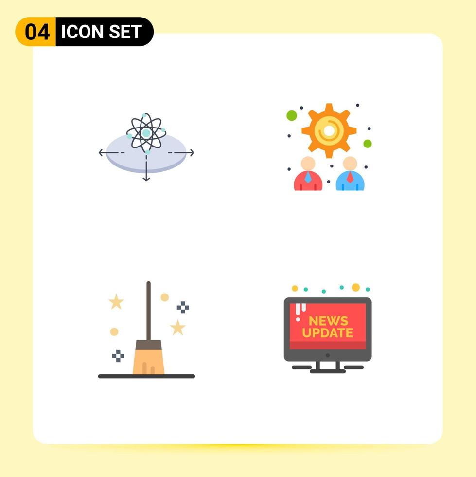 4 Thematic Vector Flat Icons and Editable Symbols of business broomstick innovation strategy witch broom Editable Vector Design Elements