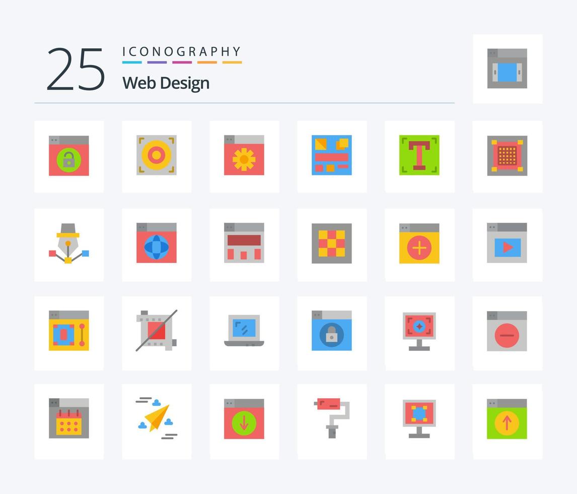 Web Design 25 Flat Color icon pack including text. path. design. font. web vector