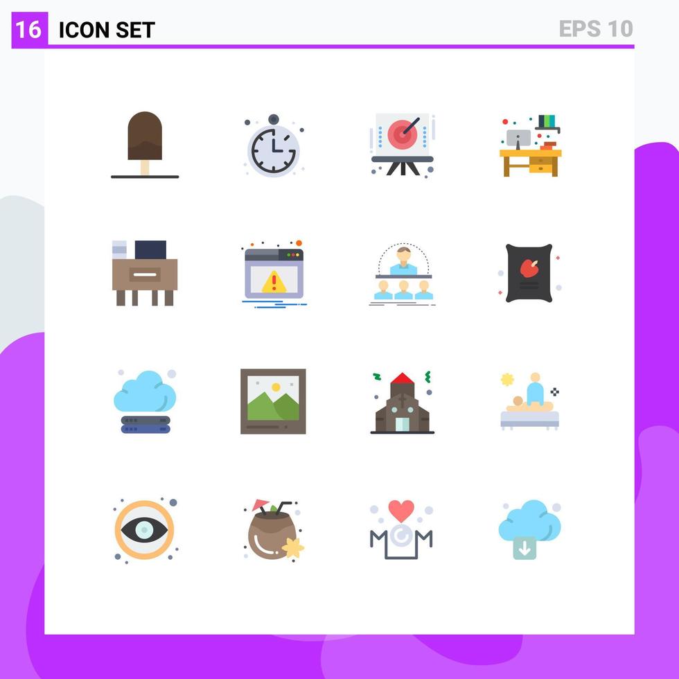Group of 16 Flat Colors Signs and Symbols for web education board desk office Editable Pack of Creative Vector Design Elements