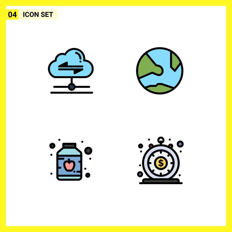 4 Universal Filledline Flat Colors Set for Web and Mobile Applications share baby data network preserves Editable Vector Design Elements