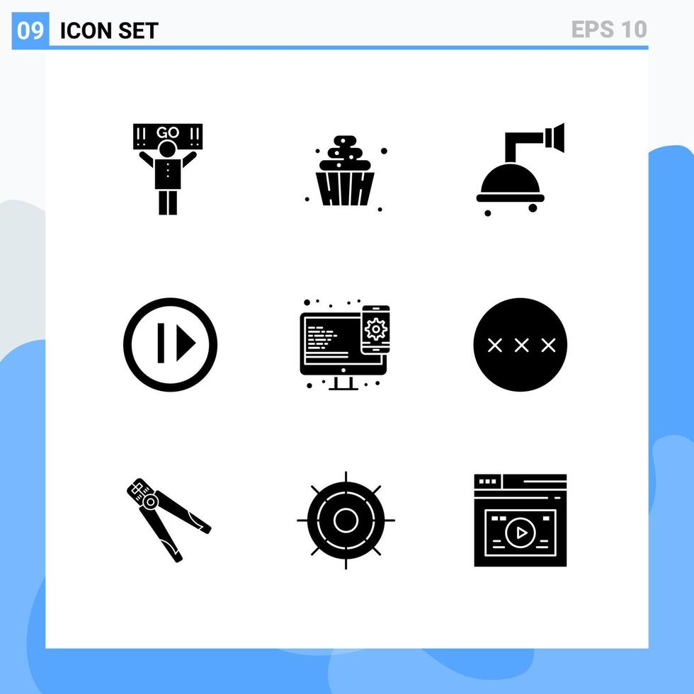 Universal Icon Symbols Group of 9 Modern Solid Glyphs of web design bathroom resume forward Editable Vector Design Elements