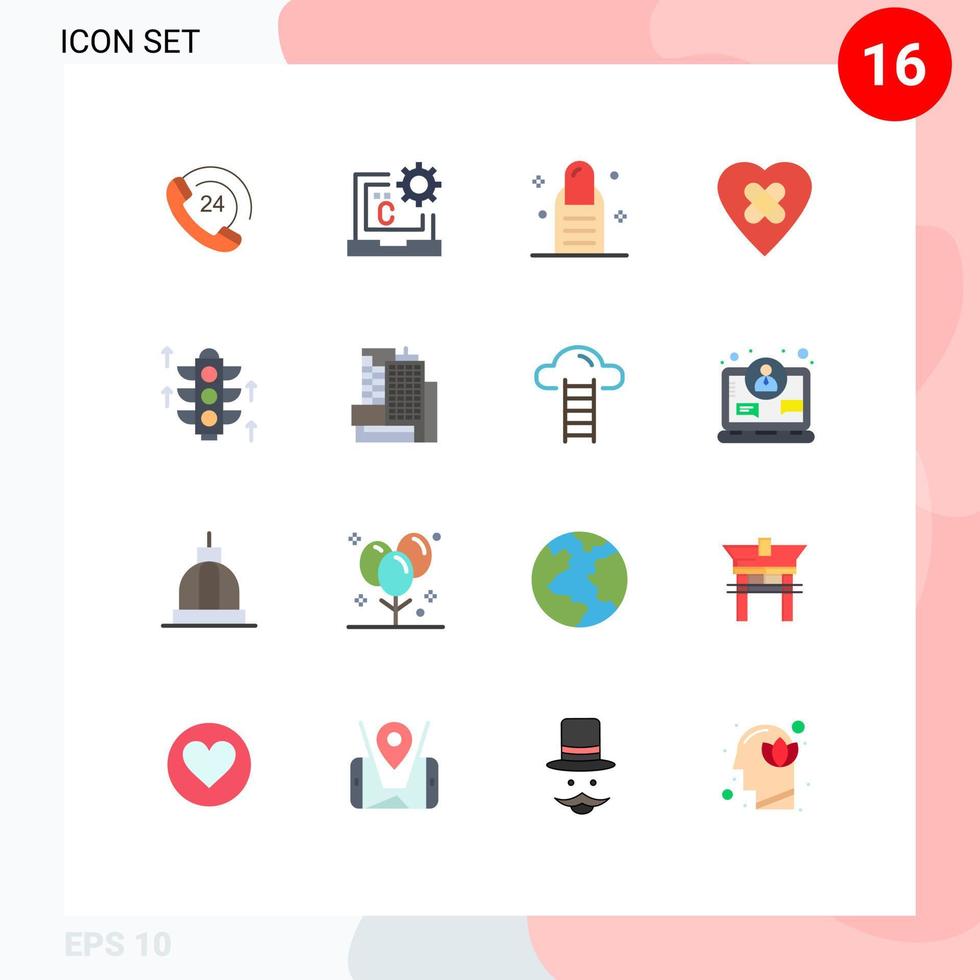 16 Thematic Vector Flat Colors and Editable Symbols of server rood development patch heal Editable Pack of Creative Vector Design Elements