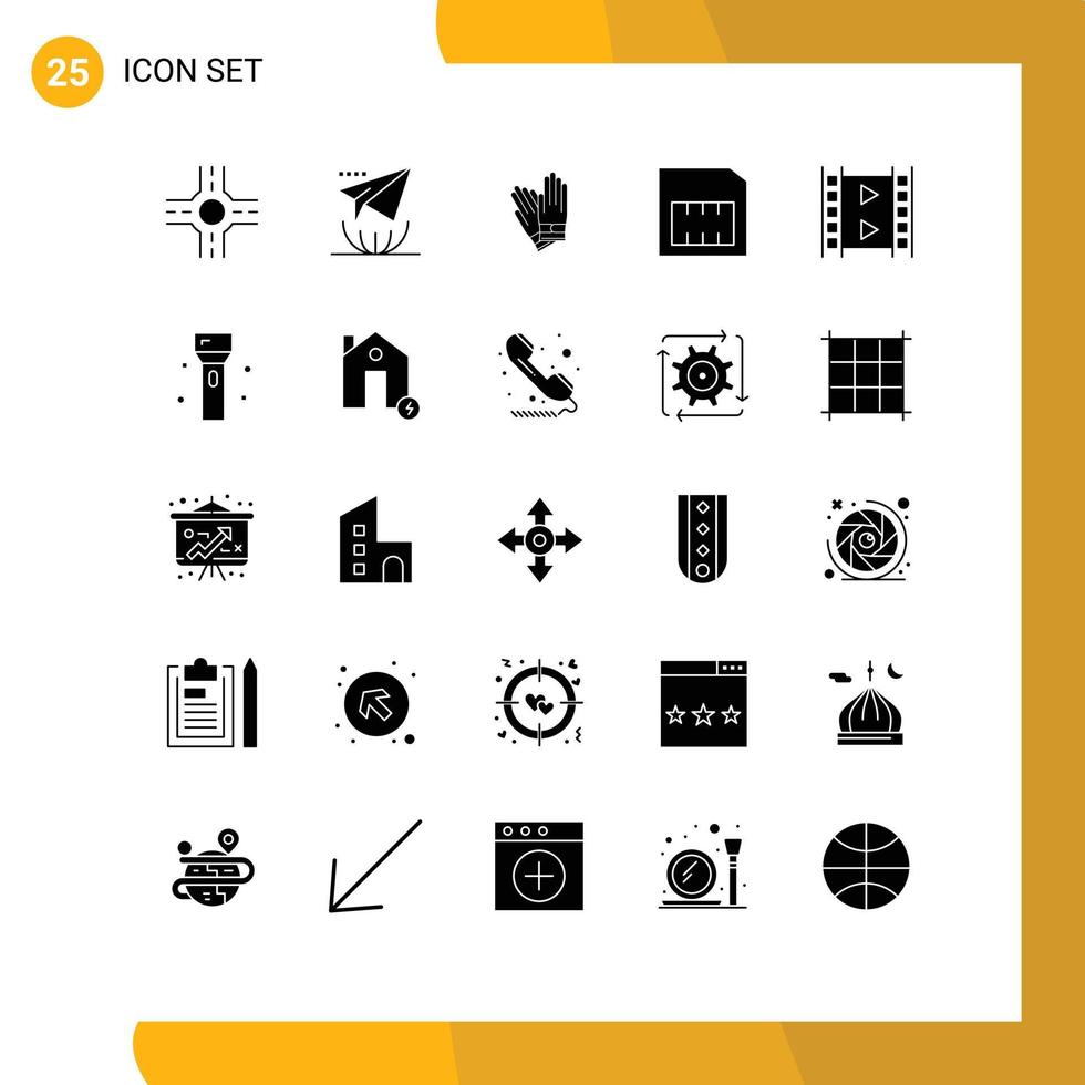 User Interface Pack of 25 Basic Solid Glyphs of electronics multimedia repair movie film Editable Vector Design Elements