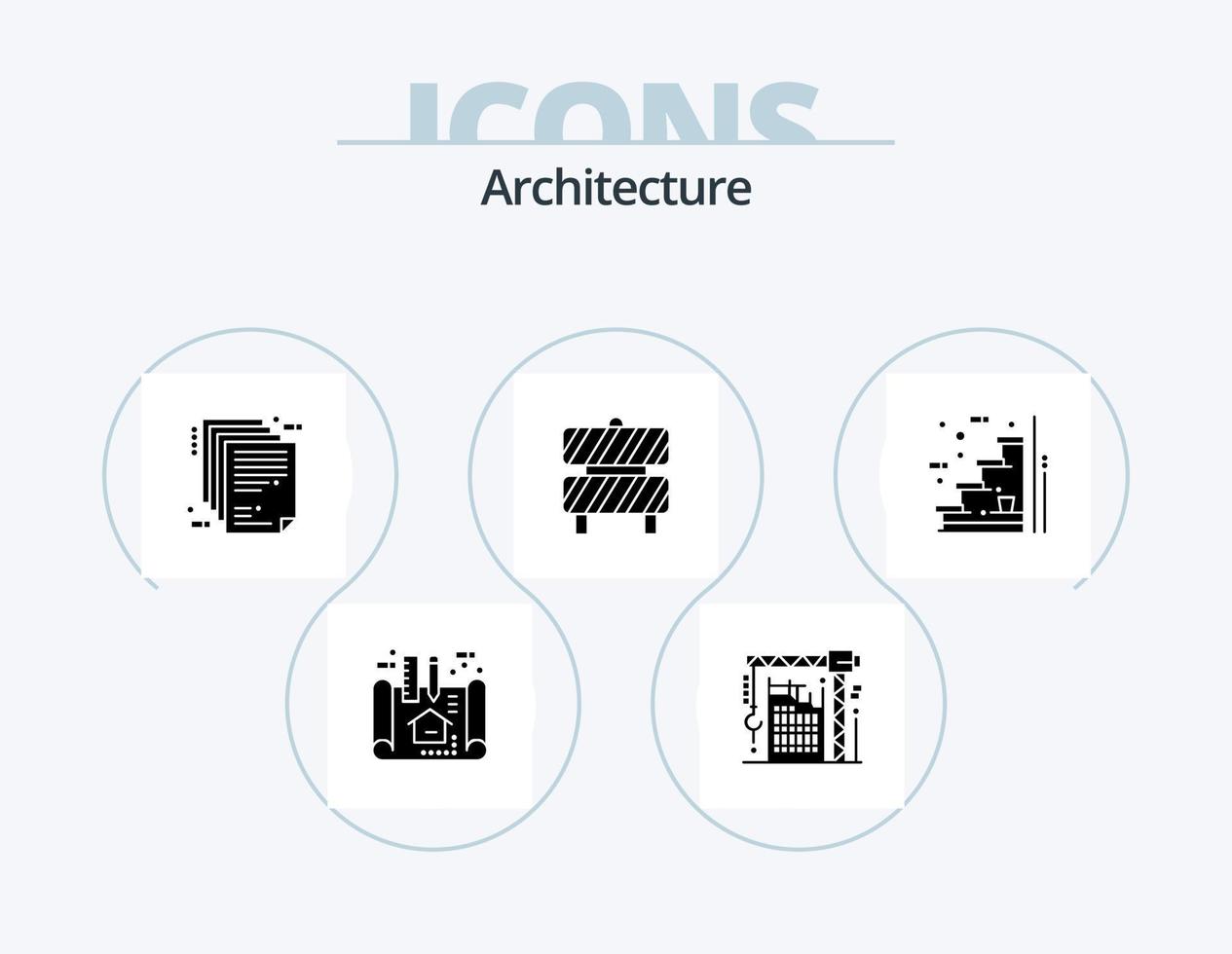 Architecture Glyph Icon Pack 5 Icon Design. working area. caution. machine. barrier. file vector