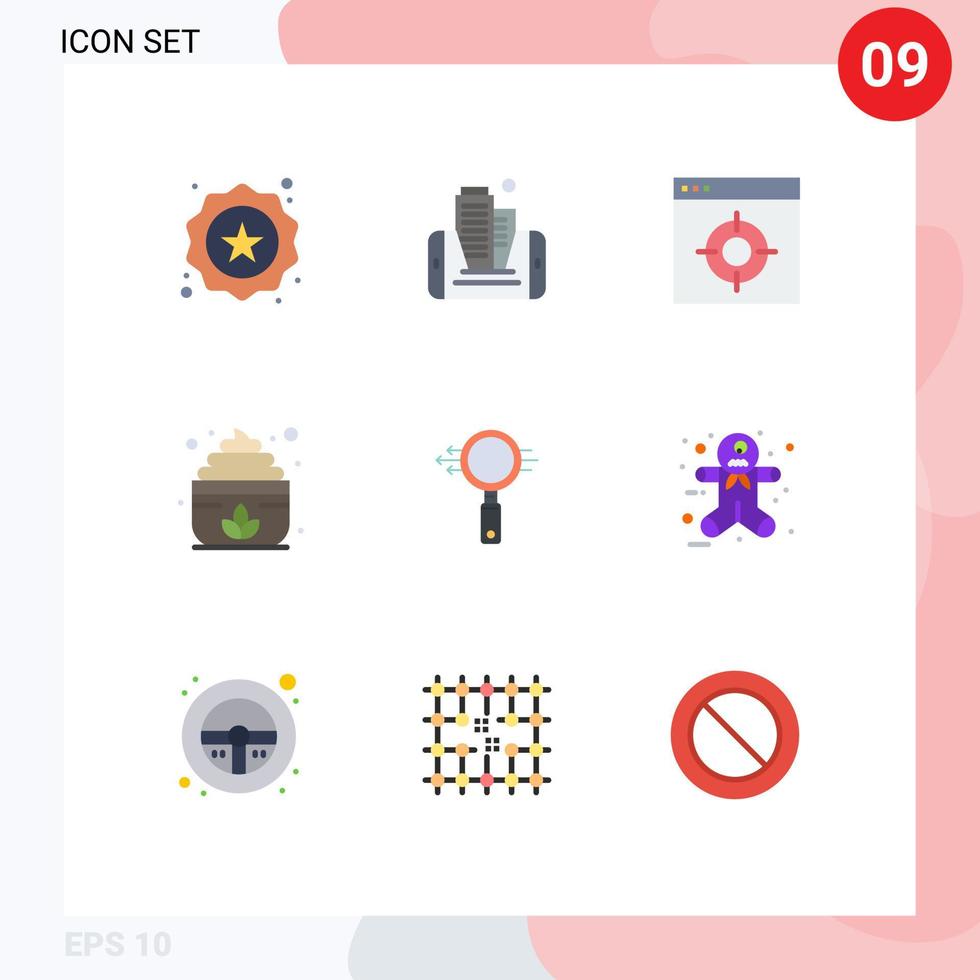 conjunto de 9 iconos modernos de la interfaz de usuario signos de símbolos para la aplicación de búsqueda de búsqueda electrónica lotus sauna elementos de diseño vectorial editables vector