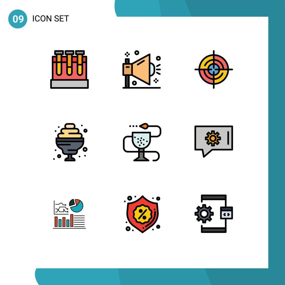 Set of 9 Modern UI Icons Symbols Signs for fitness sweet shout food navigation Editable Vector Design Elements