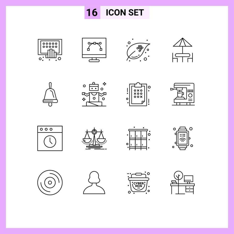 Set of 16 Modern UI Icons Symbols Signs for table dinner graphic design diner growth Editable Vector Design Elements