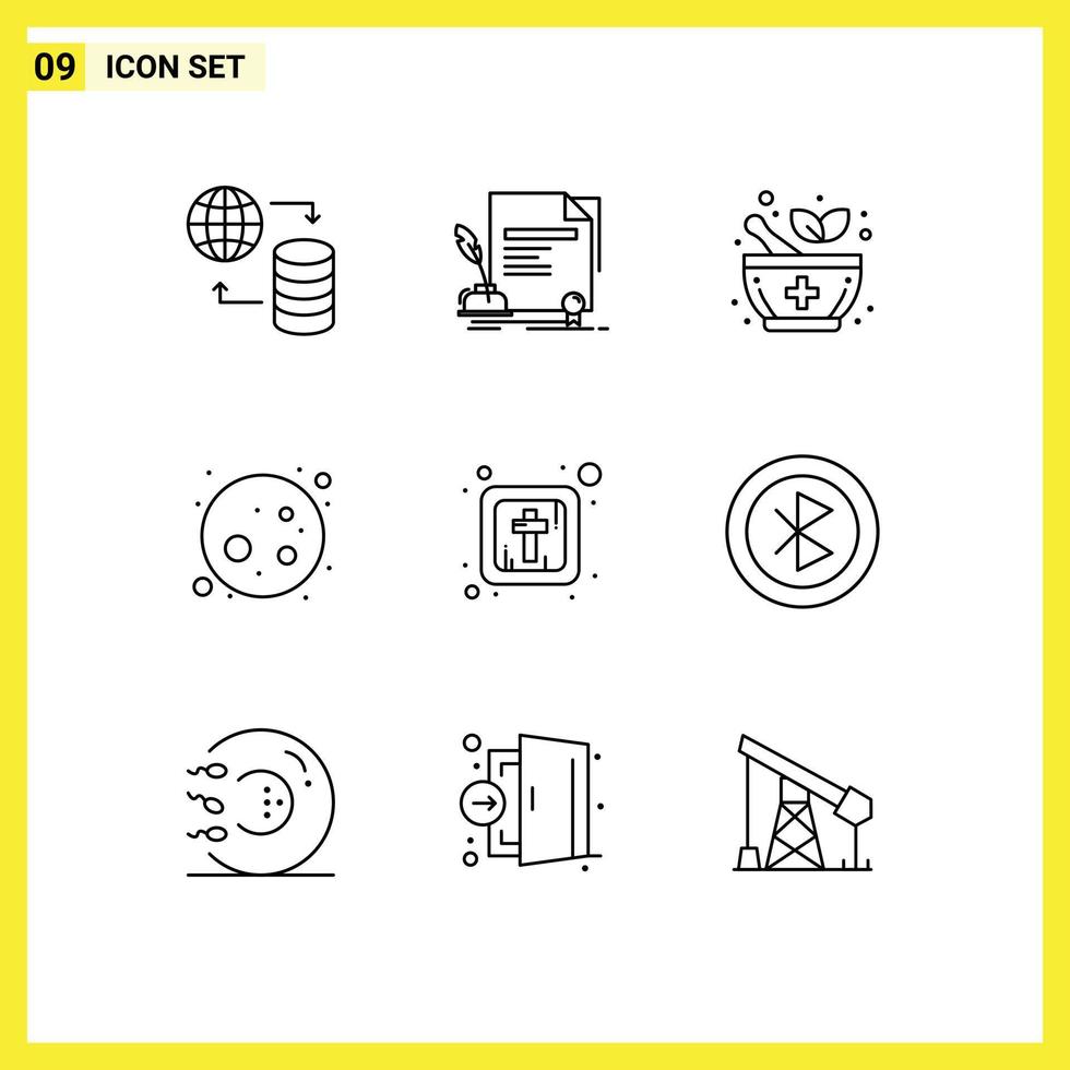 9 Creative Icons Modern Signs and Symbols of religious christianity award planet full moon Editable Vector Design Elements