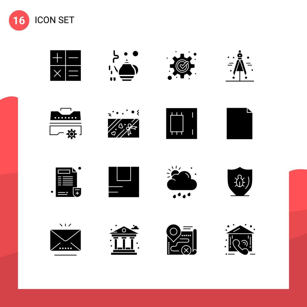 Set of 16 Modern UI Icons Symbols Signs for box toolbox management set science Editable Vector Design Elements