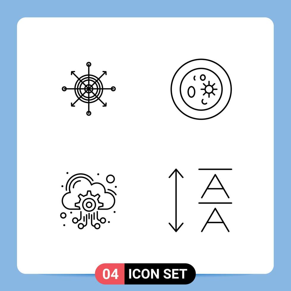 Pictogram Set of 4 Simple Filledline Flat Colors of focus laboratory arrow biology hosting Editable Vector Design Elements