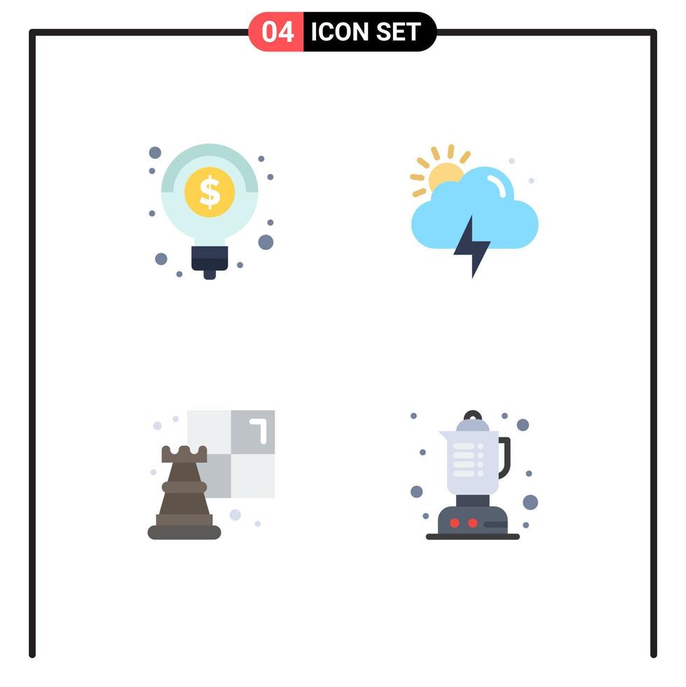 Mobile Interface Flat Icon Set of 4 Pictograms of creative blender storm chess kitchen Editable Vector Design Elements
