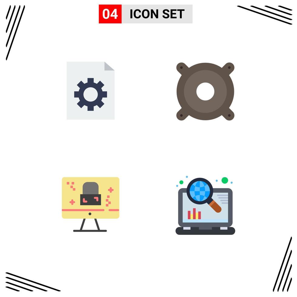 Set of 4 Commercial Flat Icons pack for control lock devices dmca protection marketing Editable Vector Design Elements