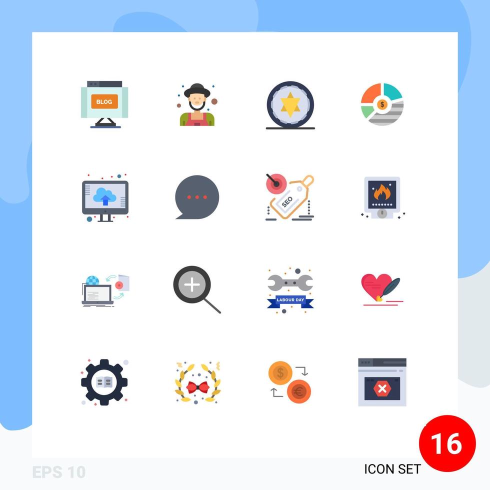 16 Universal Flat Color Signs Symbols of statistics graph circle business analysis Editable Pack of Creative Vector Design Elements