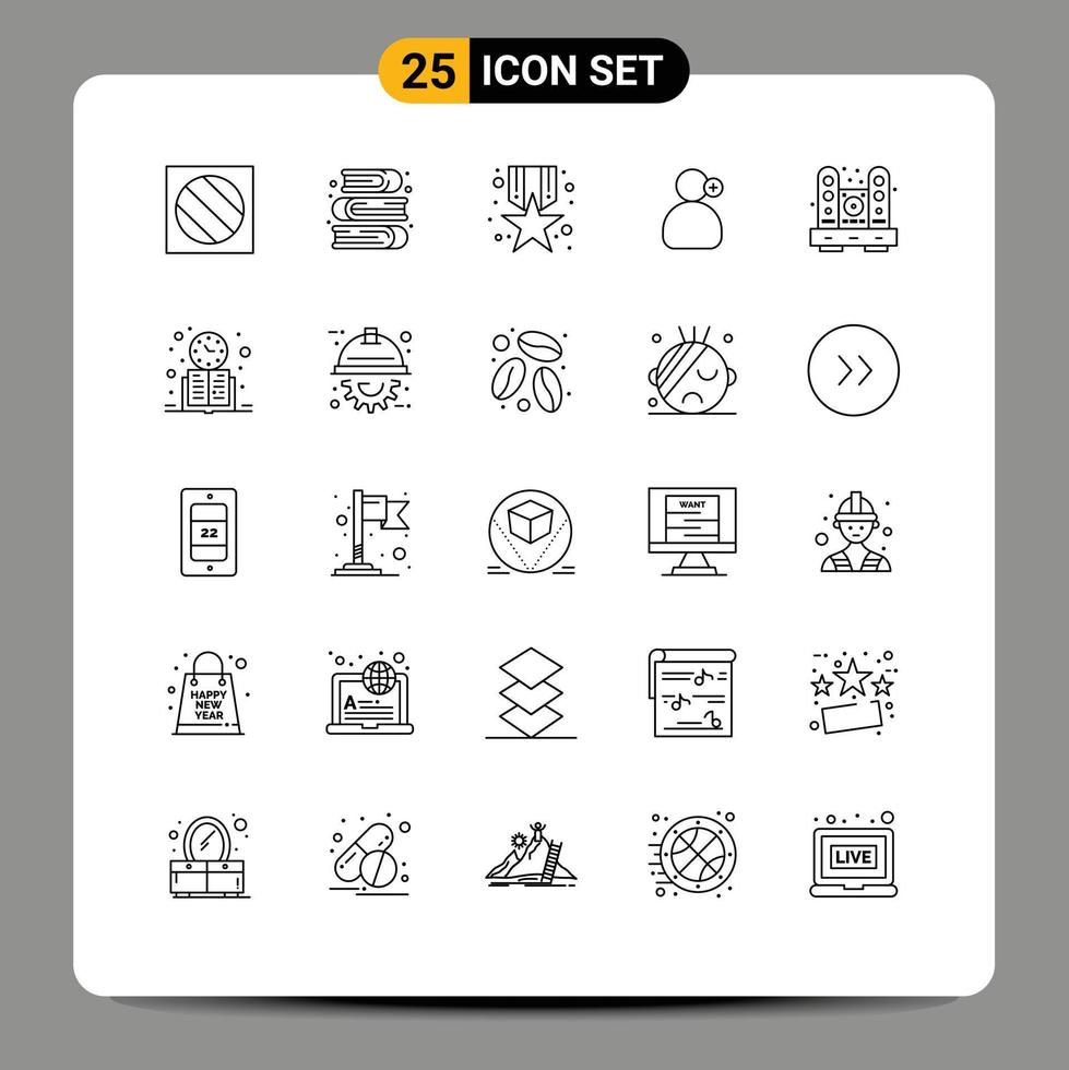 Group of 25 Lines Signs and Symbols for furniture medical award working man Editable Vector Design Elements