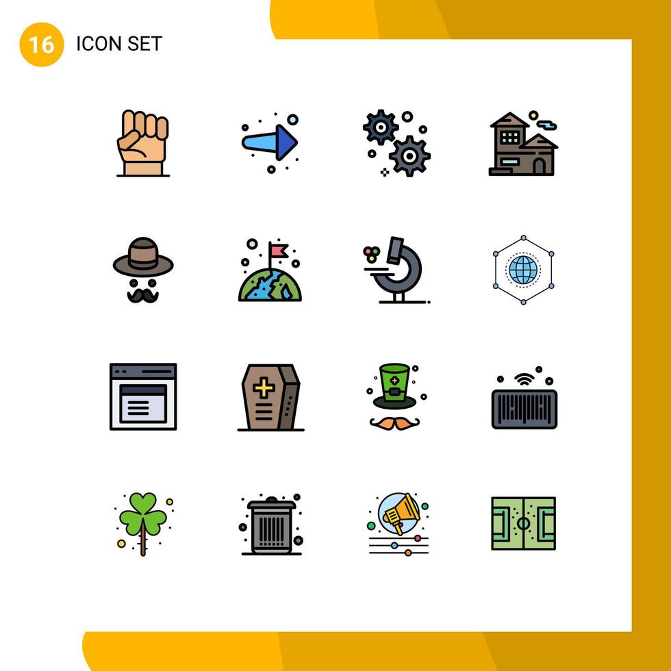 conjunto de 16 iconos modernos de la interfaz de usuario símbolos signos para el día avatar derecha casa inmobiliaria elementos de diseño de vectores creativos editables