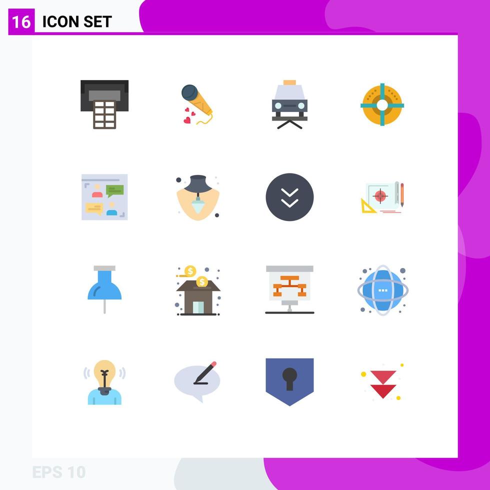 User Interface Pack of 16 Basic Flat Colors of designer chat lift web strategy Editable Pack of Creative Vector Design Elements