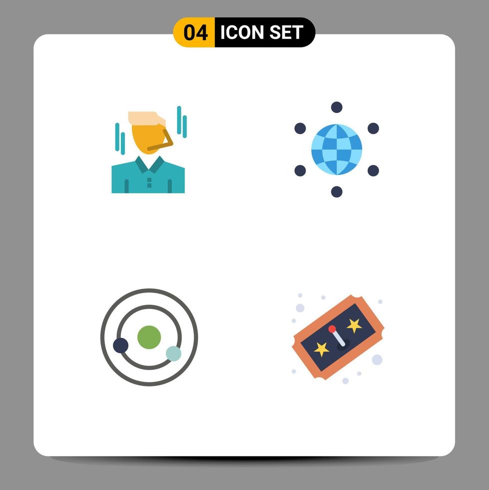 4 paquete de iconos planos de interfaz de usuario de signos y símbolos modernos de hombre de negocios química hombre billete de internet elementos de diseño vectorial editables vector