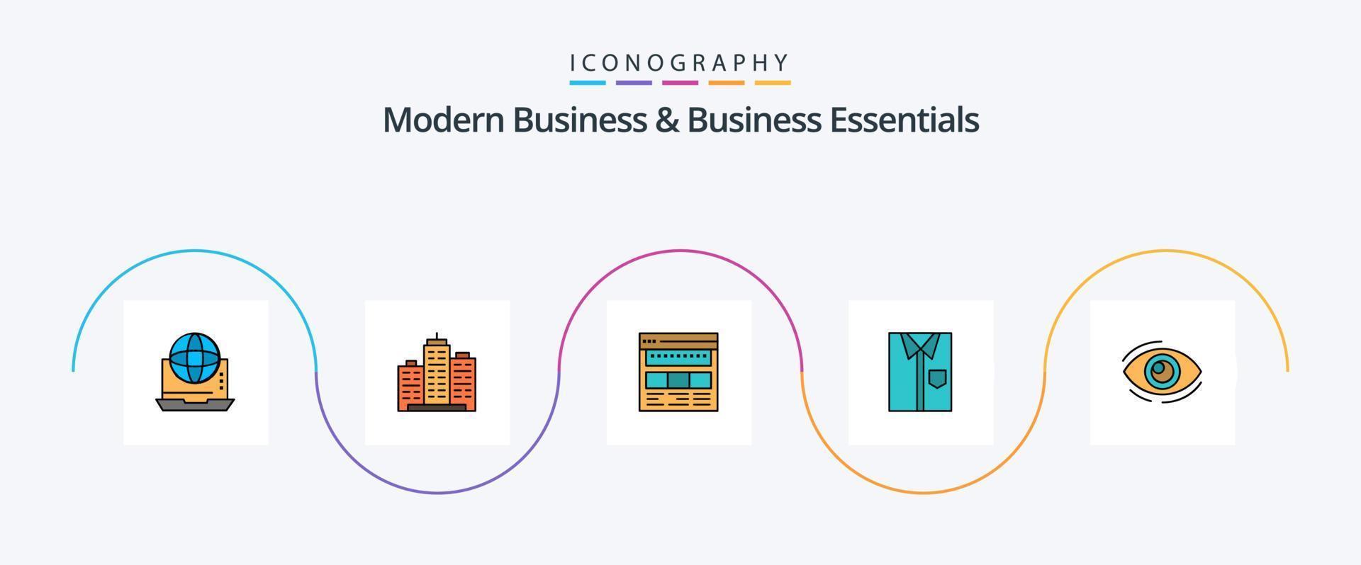 Modern Business And Business Essentials Line Filled Flat 5 Icon Pack Including page. business. business. browser. real vector
