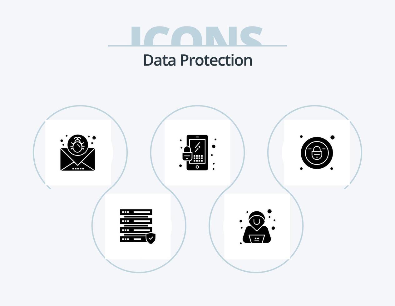 Data Protection Glyph Icon Pack 5 Icon Design. . padlock. email. lock. mobile vector