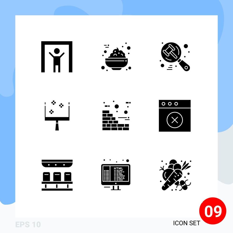 9 Creative Icons Modern Signs and Symbols of delete wall hammer construction sweep Editable Vector Design Elements