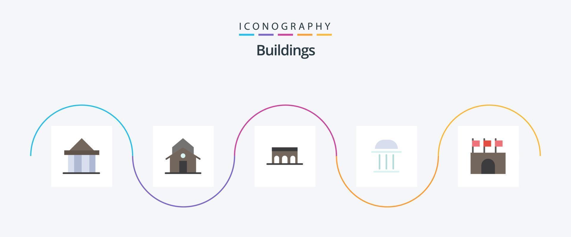 Buildings Flat 5 Icon Pack Including building. architecture. municipal. monument. columns vector