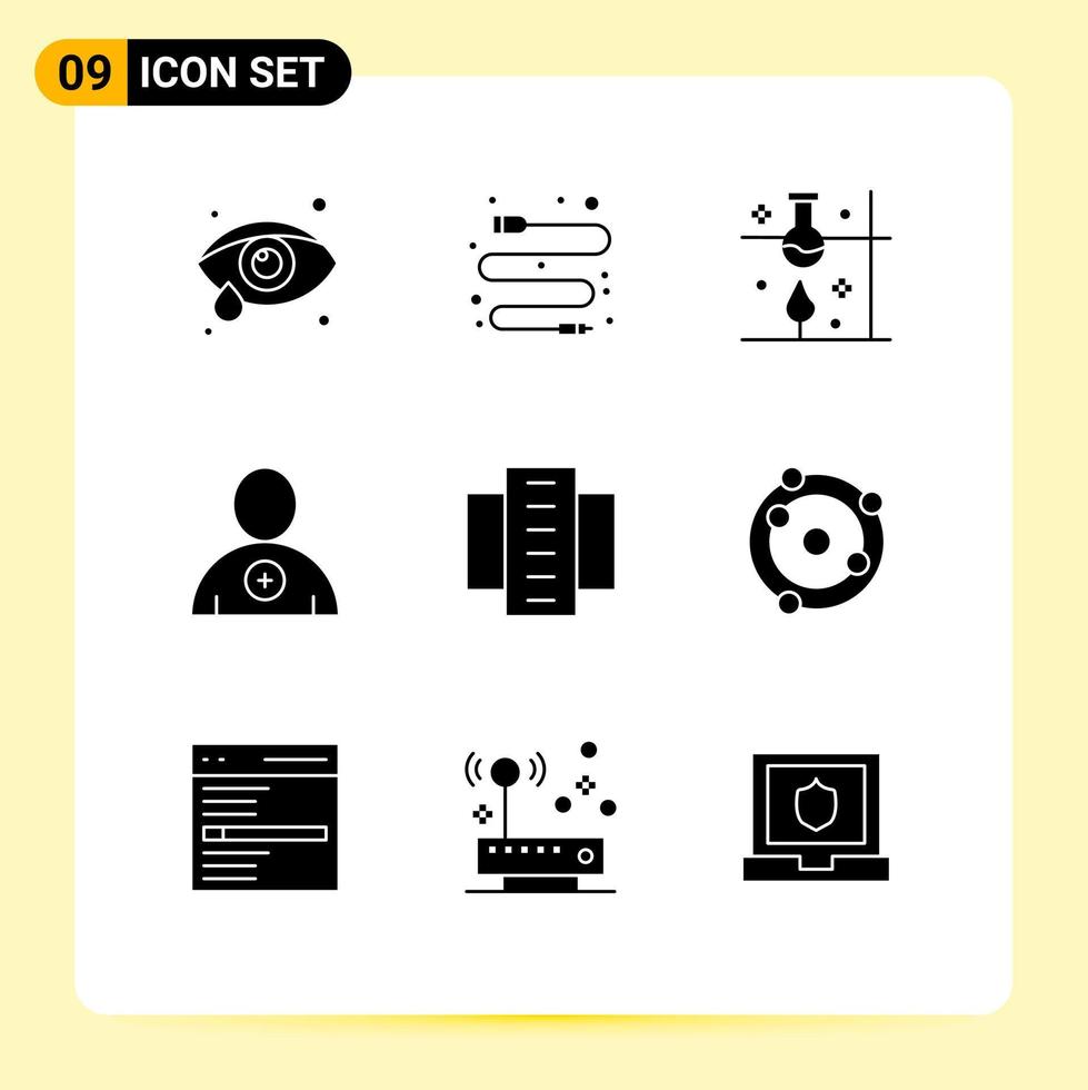 Modern Set of 9 Solid Glyphs Pictograph of flats building science apartments new Editable Vector Design Elements