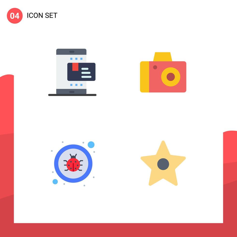 4 Thematic Vector Flat Icons and Editable Symbols of ecommerce fixing rate photo virus Editable Vector Design Elements