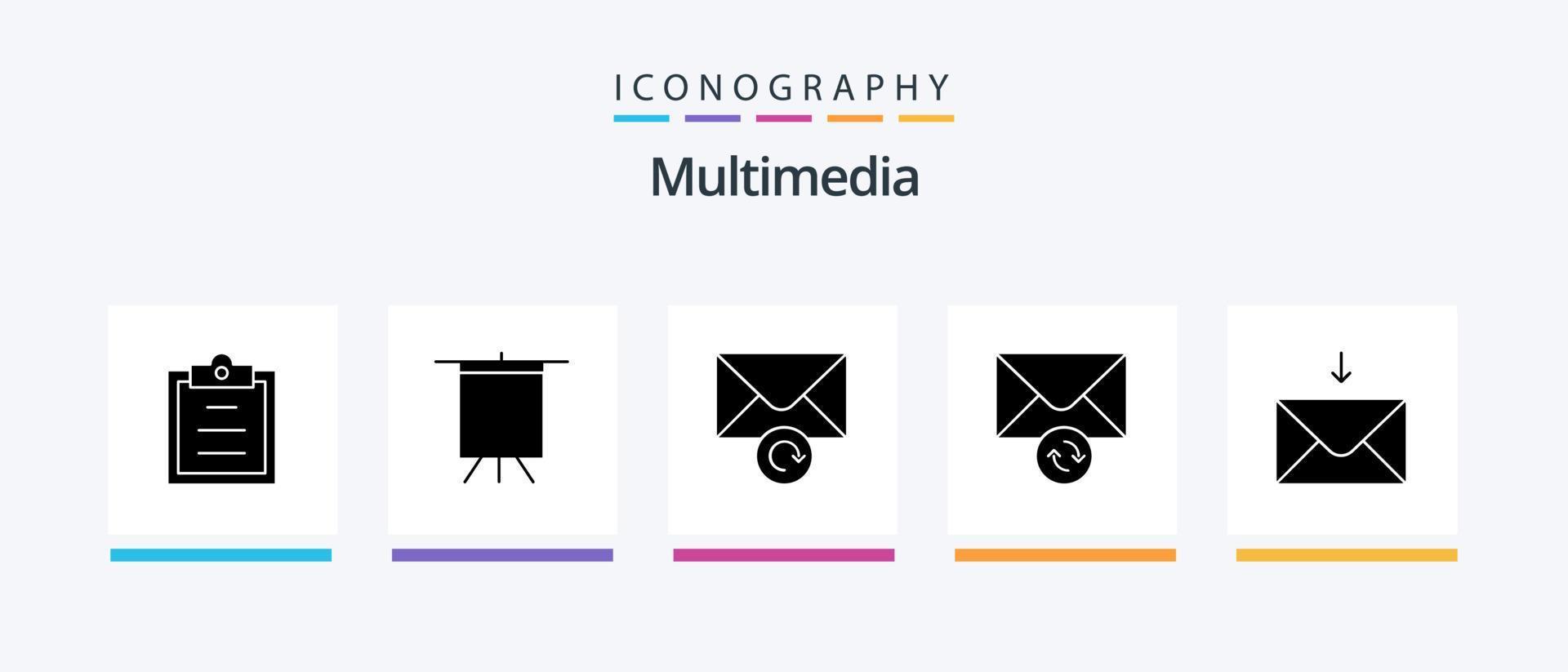 Multimedia Glyph 5 Icon Pack Including . retry. receive. mail. Creative Icons Design vector