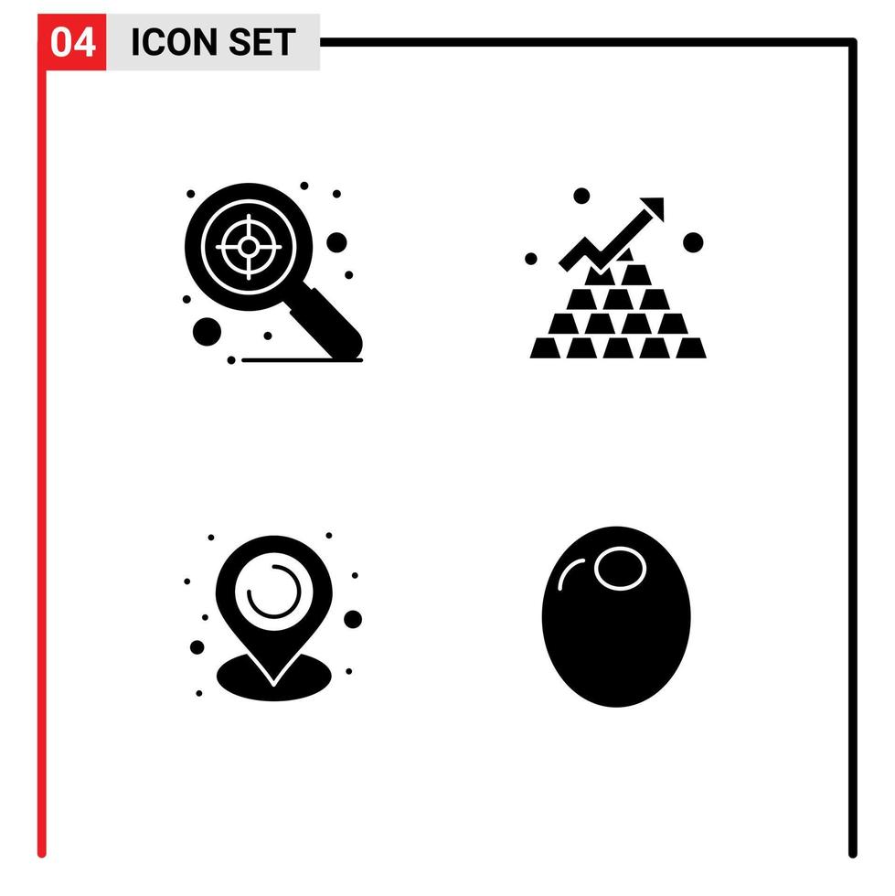 4 Universal Solid Glyphs Set for Web and Mobile Applications focus map bars pyramid filling Editable Vector Design Elements