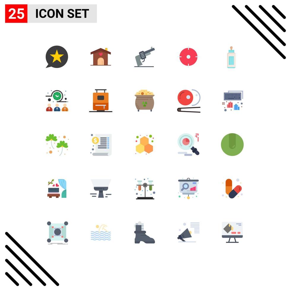 Pack of 25 Modern Flat Colors Signs and Symbols for Web Print Media such as feeder goal wedding target american Editable Vector Design Elements