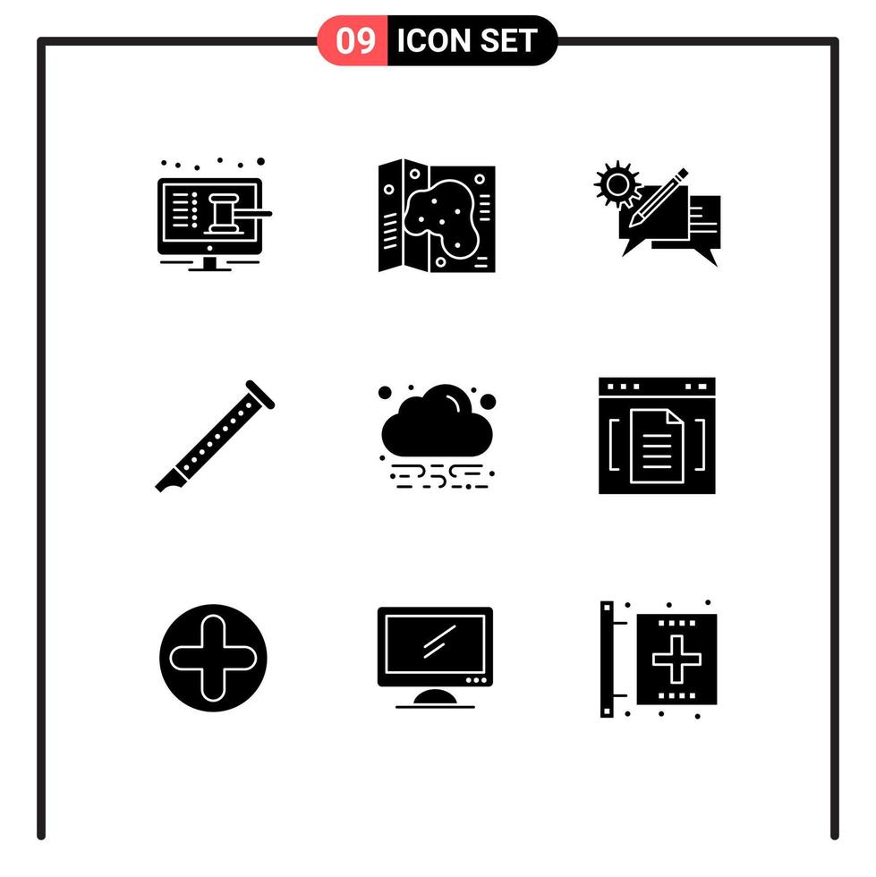 Modern Set of 9 Solid Glyphs and symbols such as music flute garden audio setting Editable Vector Design Elements