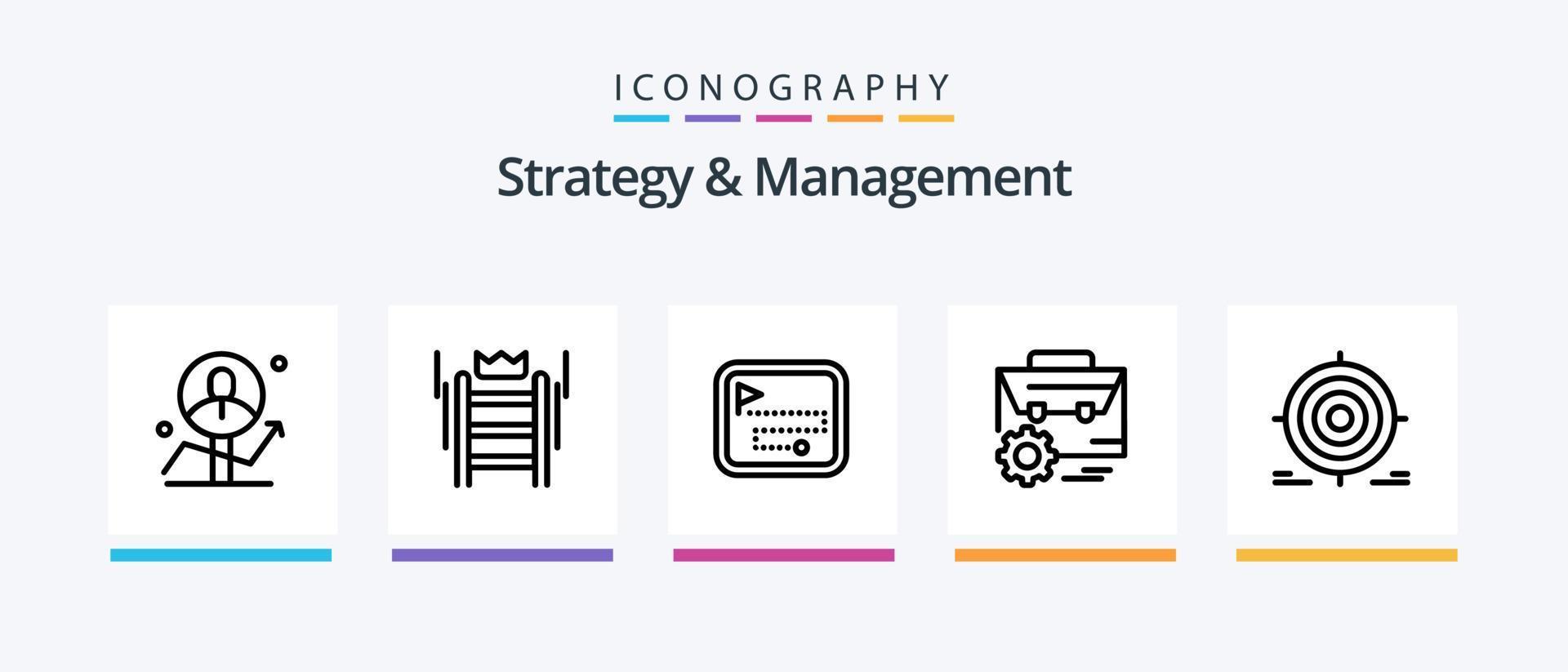 paquete de iconos de la línea 5 de estrategia y gestión que incluye el éxito. bandera. bastión. expediente. tarea. diseño de iconos creativos vector