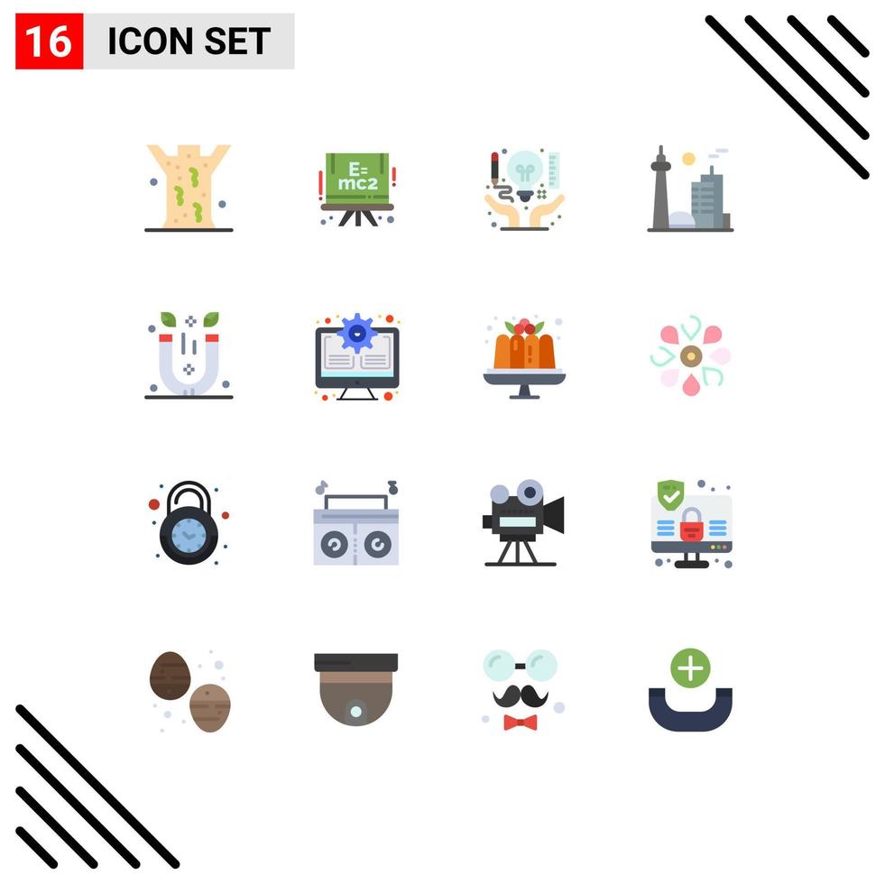 Stock Vector Icon Pack of 16 Line Signs and Symbols for magnet famous city art city building Editable Pack of Creative Vector Design Elements