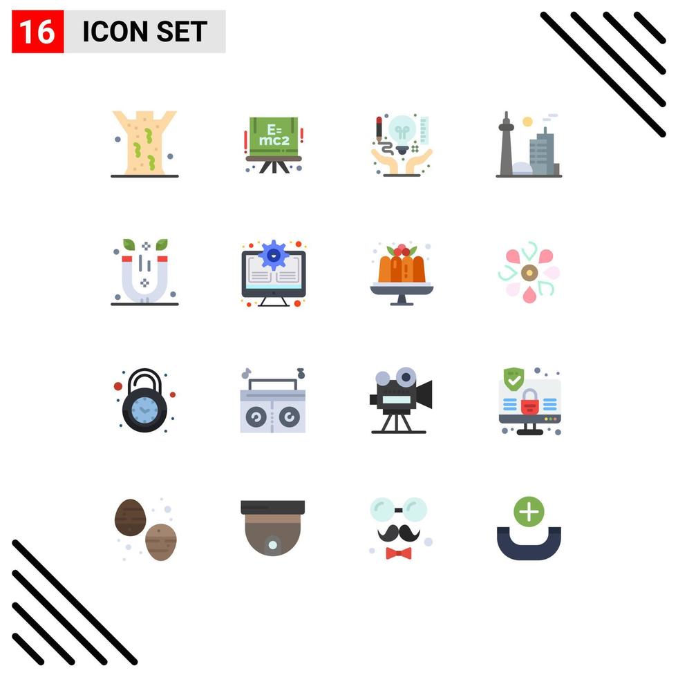 paquete de iconos de vector de stock de 16 signos y símbolos de línea para imán famoso edificio de arte de la ciudad paquete editable de elementos creativos de diseño de vectores