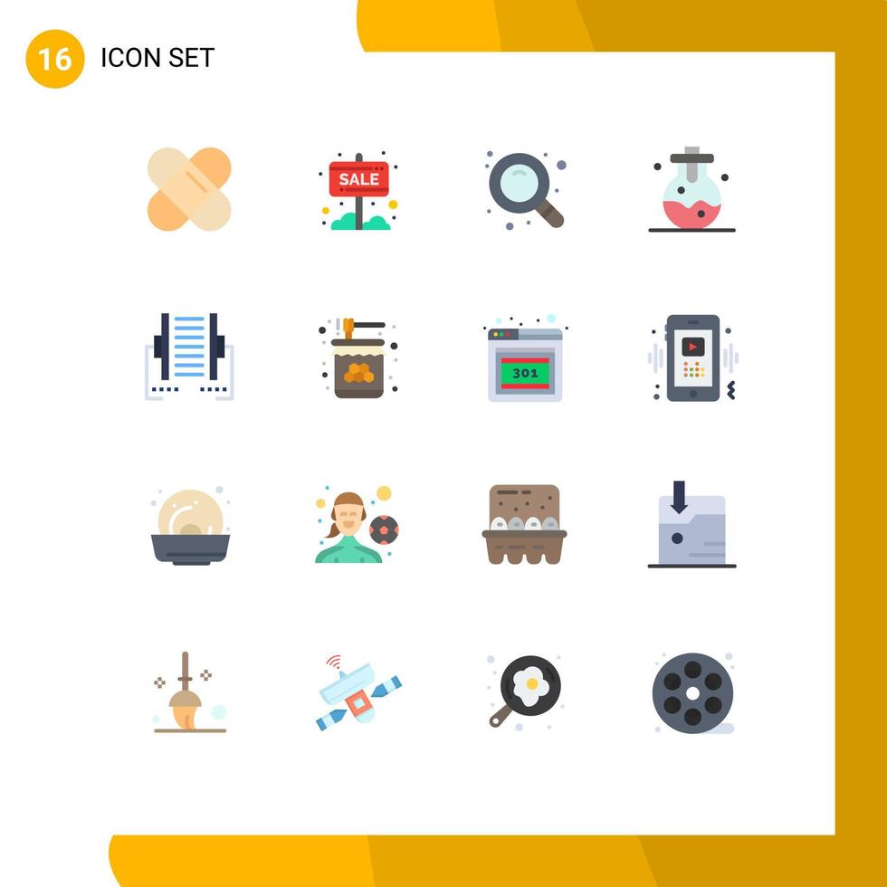 Pack of 16 creative Flat Colors of transfer data research connection laboratory Editable Pack of Creative Vector Design Elements