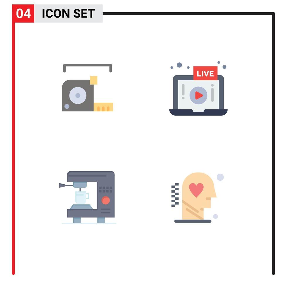 Pictogram Set of 4 Simple Flat Icons of measure coffee roulette video home Editable Vector Design Elements