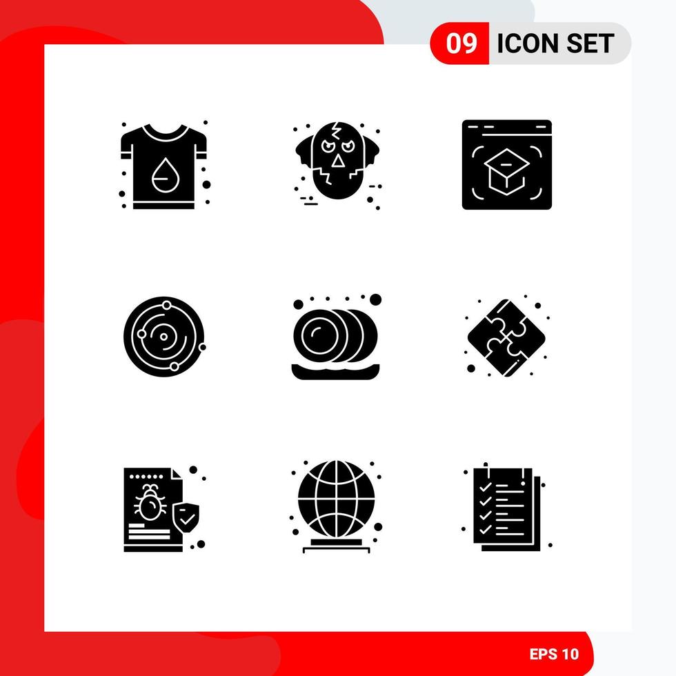 Editable Vector Line Pack of 9 Simple Solid Glyphs of univers school man online internet Editable Vector Design Elements