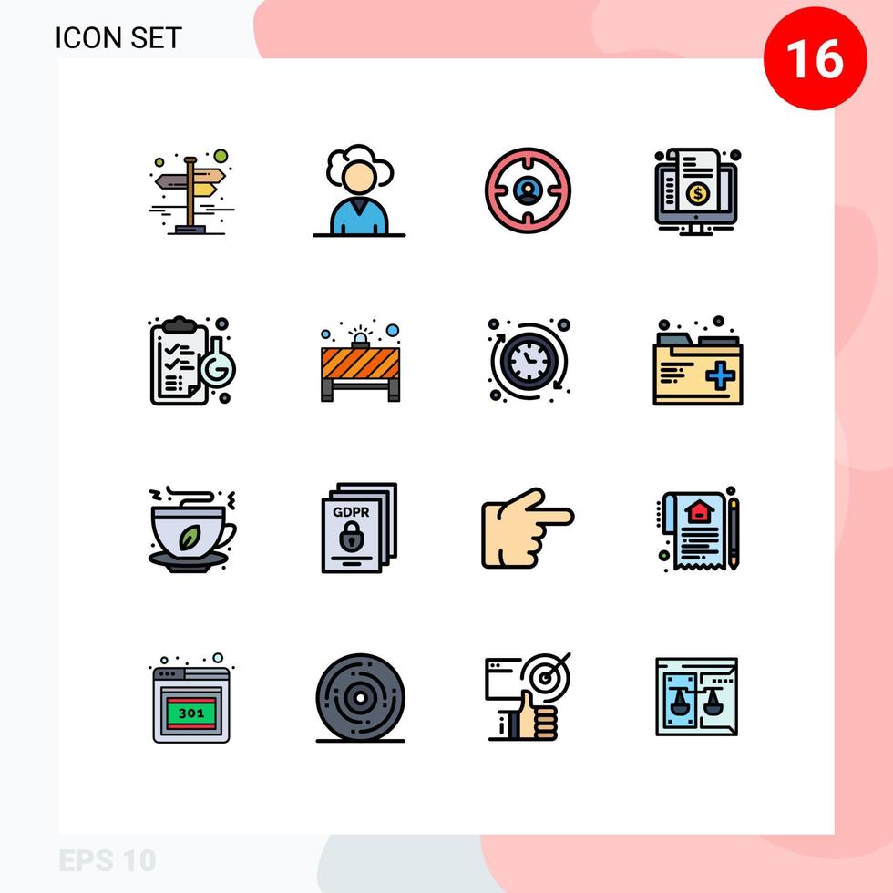 Set of 16 Modern UI Icons Symbols Signs for clipboard price finance invoice bill Editable Creative Vector Design Elements