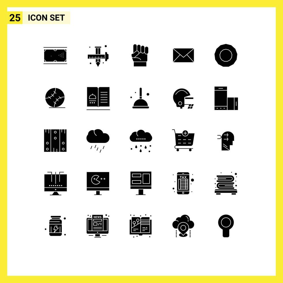 Set of 25 Modern UI Icons Symbols Signs for message email drawing strength human Editable Vector Design Elements