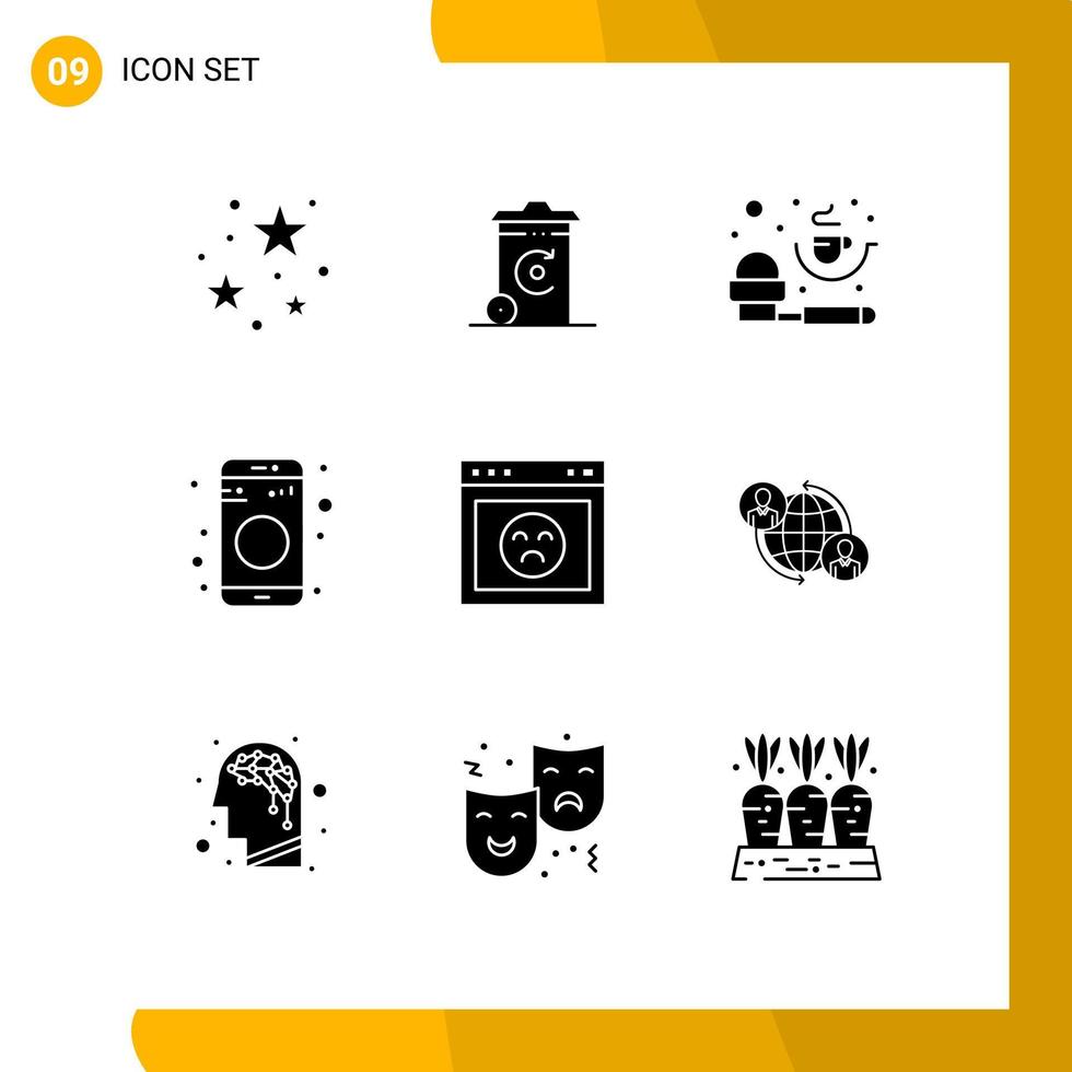 Solid Glyph Pack of 9 Universal Symbols of error sign coffee share bluetooth Editable Vector Design Elements