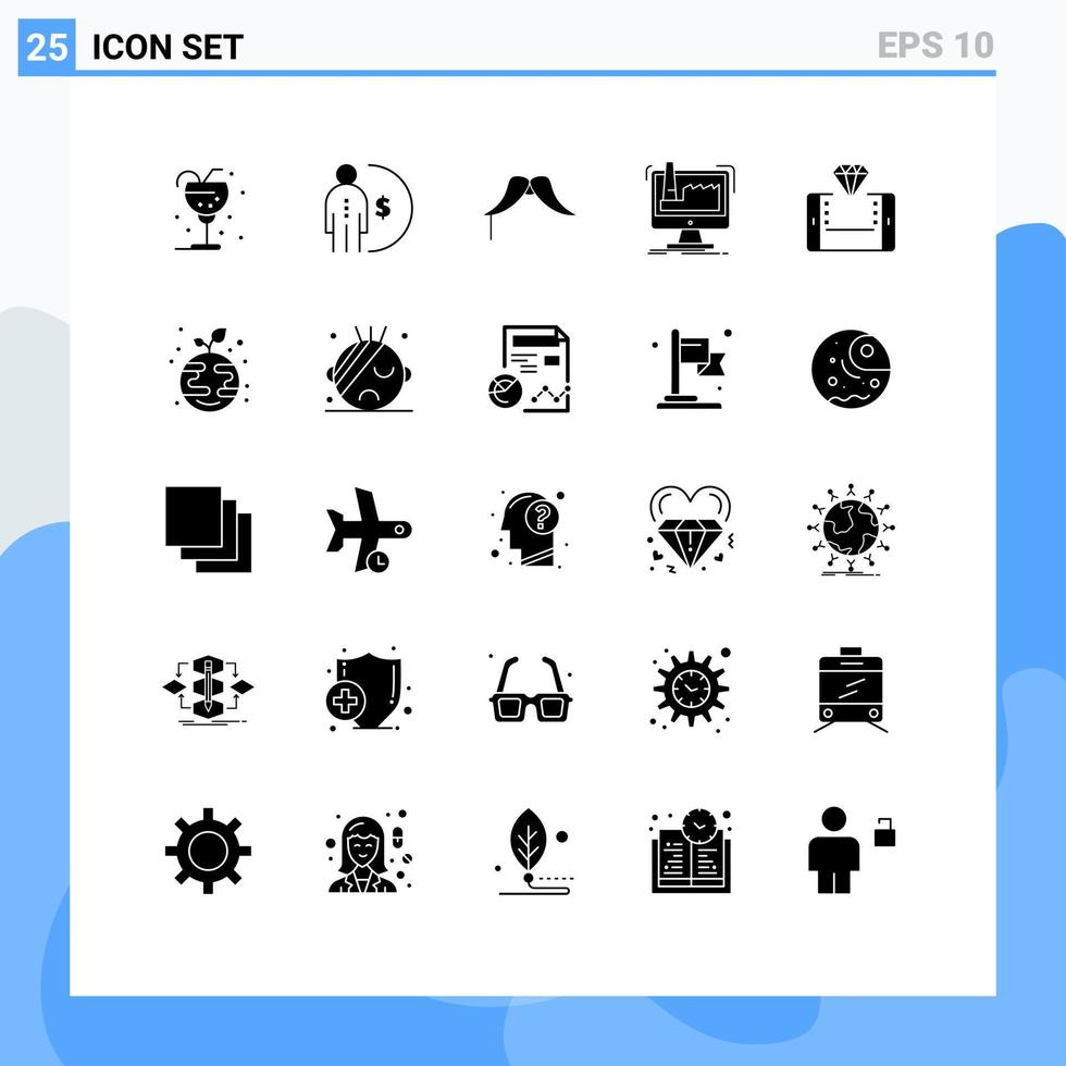 conjunto de 25 iconos modernos de la interfaz de usuario signos de símbolos para la fabricación de elementos de diseño de vectores editables movember de hombres de gestión digital