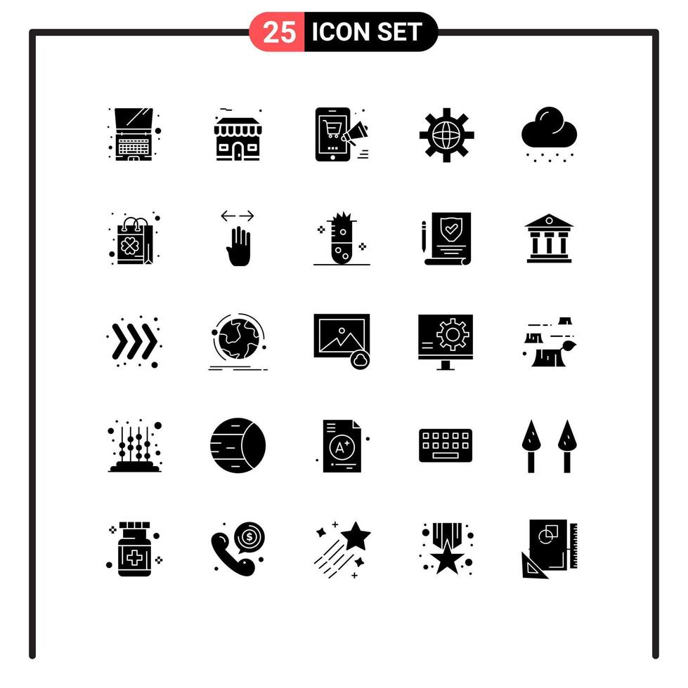 Universal Icon Symbols Group of 25 Modern Solid Glyphs of snow technical mobile setting world Editable Vector Design Elements