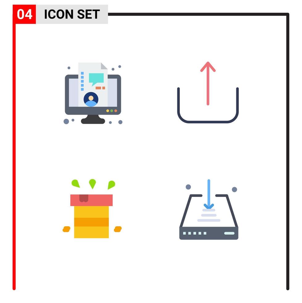 Pack of 4 creative Flat Icons of business miscellaneous live upload water Editable Vector Design Elements